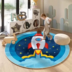Nordic Circular Non-Slip Soft Polyester Play Mat for Kids Nursery