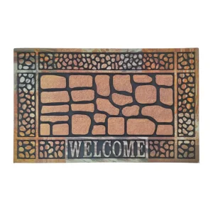 Nordic Design Anti-Skid Flock Rubber Door Mat, Modern, Washable and Cushioned for Outdoor Entrance with Novelty Pattern