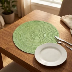 Nordic Polyester Yarn Ramie Woven Rattan Placemat Round Hemp-woven Cup Mats Round Anti-Slip Cup Mat Heat-insulating Table Mats