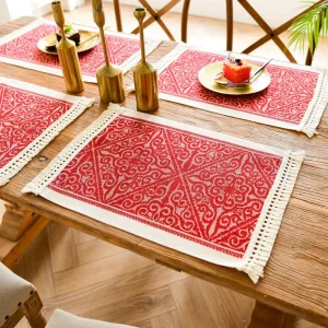 Nordic Style Red Dining Table Placemat