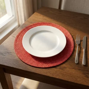 Nordic-style Poly-synthetic Fabric Placemat Round Hemp-woven Cup Mats Heat-insulating Table Mats Home Decor Dinner Placemat