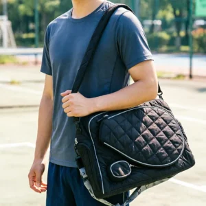 Nylon Badminton Racket Bag, 30-40L, Multifunctional Crossbody Shoulder Bag with Zipper Closure