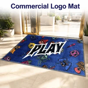 Nylon Custom Logo Entrance Mat with Anti-Slip Rubber Border for Office Lobby and Commercial Use