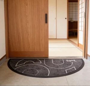 Nylon Eco-Friendly Antibacterial Waterproof Square Doormat, 5-7 mm Thick, Abstract Printed, Non-Slip Rubber Backing