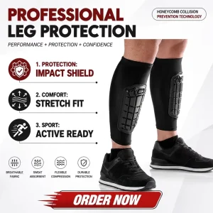 Nylon Soft Armor Football Shin Guards with Breathable Calf Sleeves