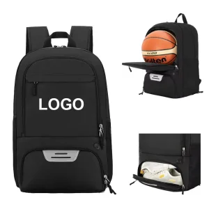 Nylon Sports Backpack for Basketball, Volleyball, Soccer, and Football with Separate Ball and Shoe Pockets