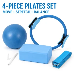 ODM 4PC Home Gym Accessories Kit Pilates Ring Mini Toning Ball EVA Yoga Block D Ring Stretching Strap