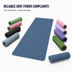 ODM Custom Debossed Logo TPE Stretching Mat Rectangular Anti Curl Floor Grip Training Mat for Yoga School Factory