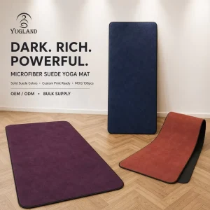 OEKO TEX Certified Suede Yoga Mat Non Slip Natural Rubber Pad for Pilates