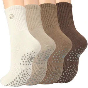 OEM 100% Cotton Crew Yoga Socks Colorful Anti-Slip Gym Pilates Cushion Socks