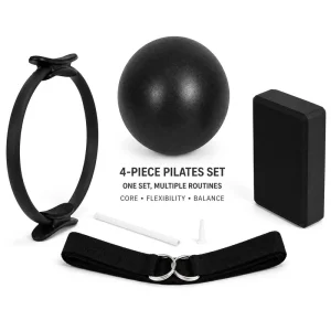 OEM 4 Piece Pilates Exercise Kit Magic Circle Small Exercise Ball EVA Yoga Brick D Ring Stretching Belt Custom Logo