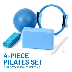 OEM 4PC Yoga Flexibility Training Set Pilates Ring 25cm Mini Stability Ball EVA Support Brick D Ring Stretch Belt