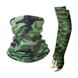 OEM Camo Cooling Arm Sleeve Neck Warmer Combo Breathable UV Block Ice Silk Sun Sleeves Face Tube for Beach Running