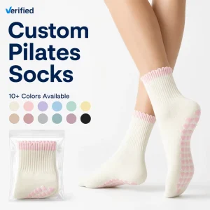 OEM Custom Logo Women Knitted Cotton Crew Anti-Slip Grip Pilates Yoga Socks