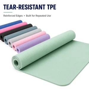OEM Custom UV Print TPE Fitness Mat 183x61cm 6mm Rectangular Dual Texture Shock Absorbing Yoga Mat for Home Exercise