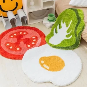 OEM Kids Bedroom Decor Fluffy Plush Microfiber Foot Mat Cute Soft Anti-Slip Absorbent Tufted Bath Rugs