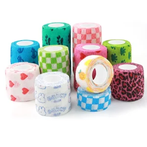 OEM ODM Custom Pattern Breathable Self-Cohesive Animal Bandage for Pet and Horse Care Printed Vet Wrap