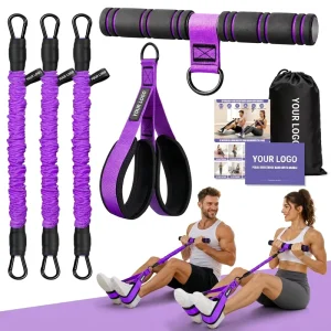 OEM ODM Pedal Resistance Band with Handle, 3-Tube Adjustable Foot Resistance Trainer