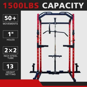 OEM Red Metal Power Cage Multi Function Biceps Strength Training Home Gym Smith Machine