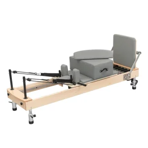 Oak Foldable Pilates Reformer Bed with Adjustable Legs