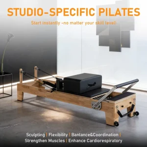 Oak Pilates Reformer with Adjustable Resistance