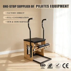 Oak Solid Wood Stability Chair with Curved Handle for Core Training Adjustable Balance Equipment for Home Studio Gym Use