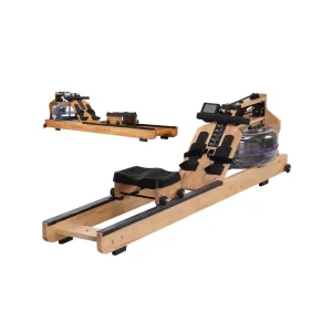 Oak Wood Air Rower with Water-Resistant Construction and Digital Monitor
