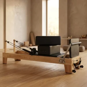 Oak Wood Pilates Bed Reformer Machine Portable Adjustable for Studio