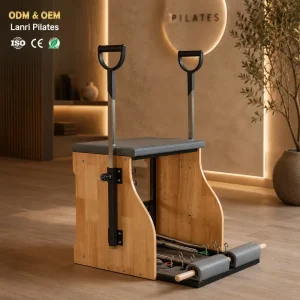 Oak Wood Pilates Chair Wunda Chair with Adjustable Resistance Handles for Home Gym Yoga Studio Fitness Equipment