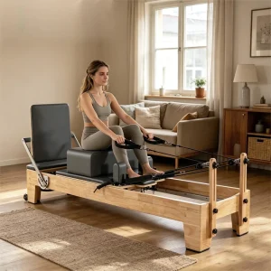 Oak Wood Pilates Reformer Machine Adjustable Health Equipment