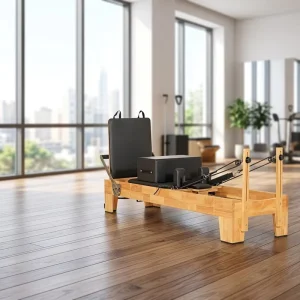 Oak Wood Pilates Reformer Machine for Home and Studio Use Adjustable Gym Equipment