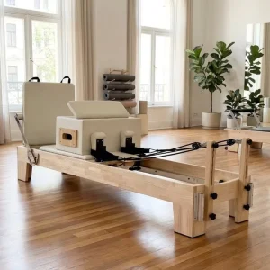 Oak Wood Pilates Reformer with 6 German Springs Silent Carriage System CE ISO OEM Studio Equipment