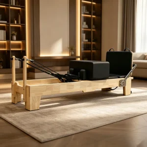 Oak Wood Portable Adjustable Pilates Reformer for Home Fitness