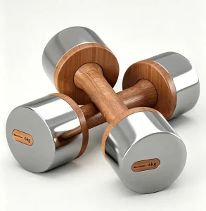 Oak Wood & Steel Dumbbells with 1kg 30kg Weight Options Custom Colors Logo Durable Design