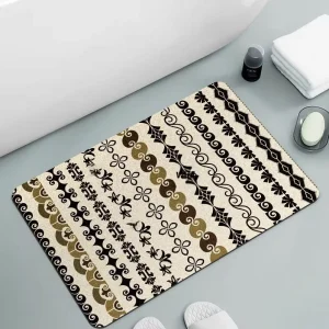 Odor-Free Thickened Bohemian Floral Checkered Diatom Mud Mat, Quick-Dry, Non-Slip, for Indoor Foyer and Homestay