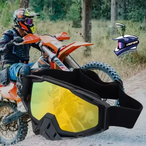 Off-Road Bike Goggles with Nose Guard, Wide View, UV Protection, Windproof Dustproof