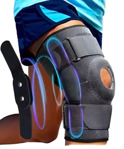 Open Patella Hinged Knee Brace with Dual Metal Side Stabilizers and Soft Compression for Knee or Elbow
