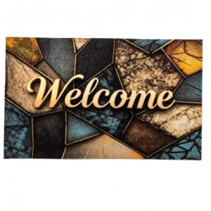 Outdoor Door Mat Printed Polyester Faux Coconut Look PVC Back Non-Slip Entrance Floor Carpet