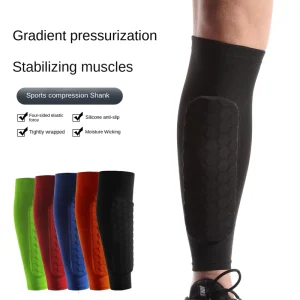Outdoor Sports Soccer Honeycomb Shock-Absorbing Shin Guard with Anti-Slip Strips