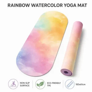 Oval Natural Rubber and Suede Yoga Mat with Carrying Strap, Beige