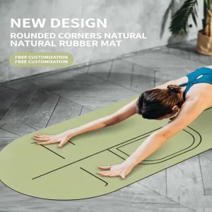 Oval PU Yoga Mat, 5 mm, 181 cm, Arc Edge, Anti-Slip, Sweat-Absorbent, Stain-Resistant, Laser Alignment