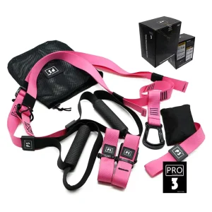 P3 Pro Pink Suspension Trainer Durable Gym Fitness Workout Trainer with Bands for Bodybuilding Workouts