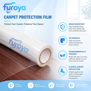 PE Carpet Protection Film Soft 300m Rolls for Craft Use Plain Surface Greaseproof for Residential Commercial Retail Flooring