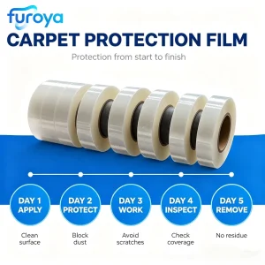 PE Greaseproof Machine-Grade Soft Protective Film with Glossy Surface for Temporary Floor Protection, 3-160m Length, 60-120cm Width
