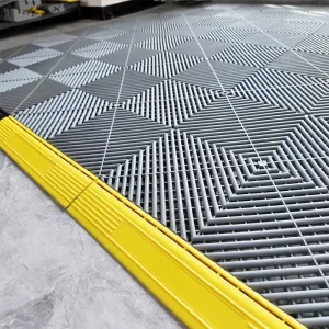 PP Garage Floor Tile Border 40x7x1.8cm Wear-Resistant Waterproof Anti-Slip Edge Trim