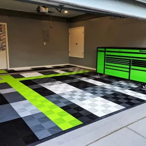 PP Interlocking Garage Floor Tiles, Anti-Slip, Textured, Drainage, for Workshops and Industrial Use