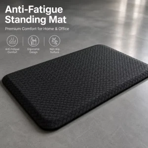PU Anti-Fatigue Standing Mat Non-Slip Rubber Backing Eco-Friendly Antimicrobial Thick Cushioned Waterproof