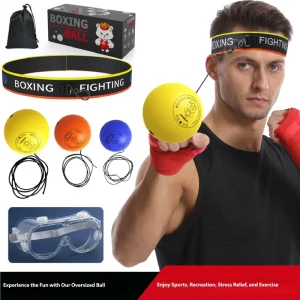 PU Boxing Reflex Ball with Headband for Hand-Eye Coordination Training, 28/35/50g