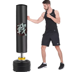 PU Freestanding Punching Bag with Sand-Filled Base, 360-Degree Rotation for Home Gym