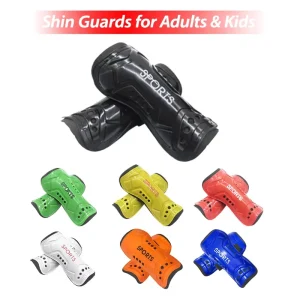 PU Soccer Shin Guards Adjustable Straps Football Leg Protector Breathable Youth Adult